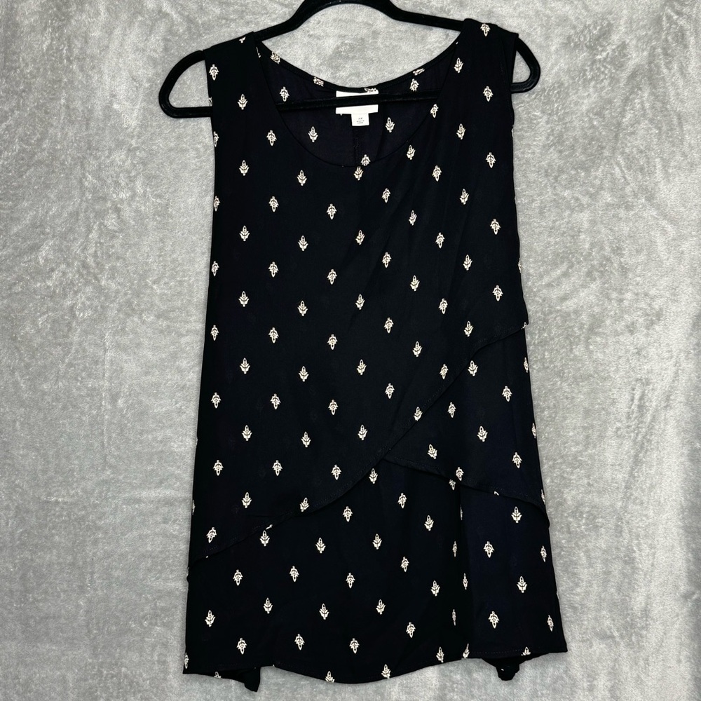 Ava & Viv 3X Tank Top Shirt Black Floral Flower Sleeveless Scoop Neck Tiered